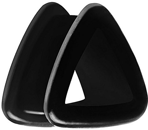 Piersando Silikon Flesh Tunnel Ohr Plug Piercing Ohrpiercing Dreieck Flexibel Weich Pyramide Dreieckig Piercing 10mm Schwarz