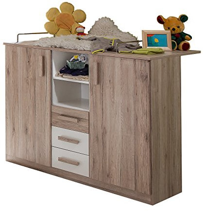 Wimex Wickelkommode Cariba, (B/H/T) 101 x 122 x 75 cm, San Remo-Eiche/ Absetzung Alpinweiß