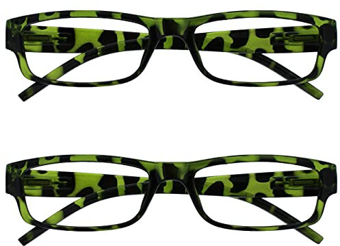 OPULIZE Die Lesebrille Unternehmen Grüne Schildpatt Leicht Komfortables Leser Wert 2er-Pack Herren Frauen RR32-6 +2,50