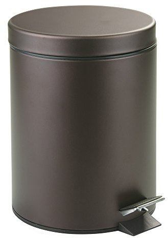iDesign Bote para residuos, de acero, con pedal y balde interior, de 5 l, para cuarto de baño, cocina, oficina, Bronce