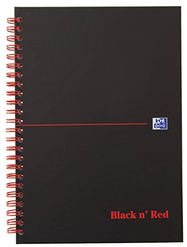 Oxford 400047652 Spiralbuch Black n' Red 5er Pack DIN A5 kariert mattes Hardcover 70 Blatt schwarz rot