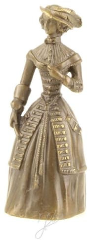Casa Padrino Jugendstil Tischglocke Lady Bronze/Gold 5,5 x H. 13,8 cm - Tischklingel Service Glocke aus Bronze - Hotel & Gastronomie Accessoires