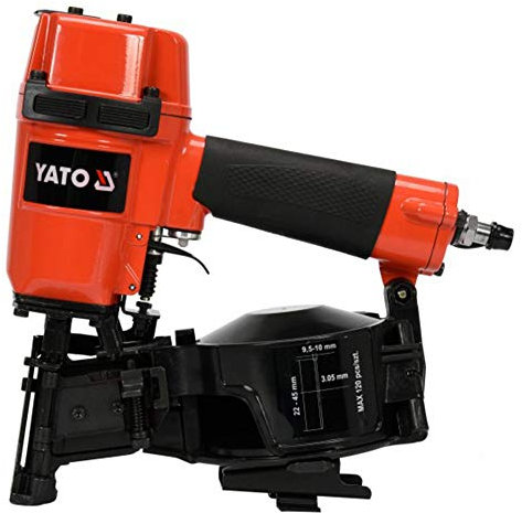 YATO Profi Coilnagler | 22-45mm | Magazinkapazität: max. 120 Stück | Standard 1/4-Kupplung | incl. Schutzbrille | Druckluftnagler Bau Nagler Druckluft Nagler Nagelpistole