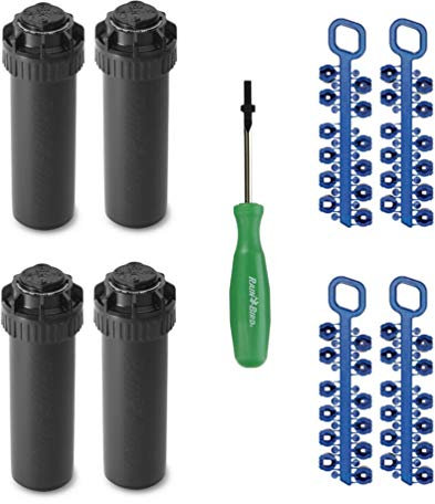 Rain-bird 5000 Series Rotor Sprinkler Head - 5004 PC Model, Adjustable 40-360 Degree Part-Circle, 4 Inch Pop-Up Lawn Sprayer Irrigation System - 25 to 50 Feet Water Spray Distance (Y54007) (4 Pack)