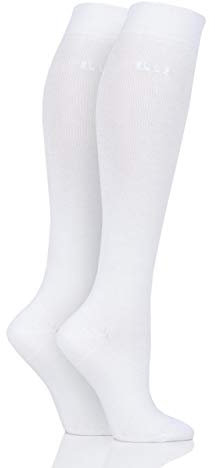 Elle Ladies Plain Bamboo Knee High Socks Soft, Breathable & Cooling Long 2 Pair Multipack Size 4-8 Colourful for Everyday Casual Wear White 4-8