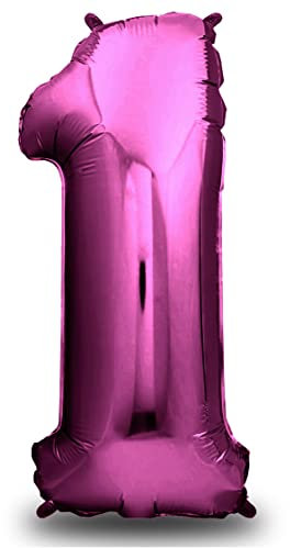 envami® Luftballon Geburtstag XXL Pink - Riesen Folienballon in 40 | 101cm Geburtstagsdeko | Ballon Zahl Deko zum Geburtstag | Geburtstagsdeko Mädchen Pink | fliegt mit Helium (Zahl 1)