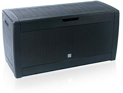 rg-vertrieb Gartenbox Auflagenbox 310L Rattan Optik Truhe Box Gartentruhe Boarde Kissenbox Gartenkasten (Anthrazit)