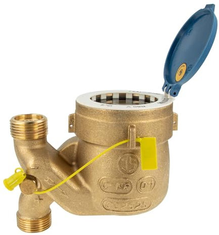 Schütz JS Fallrohr Hauswasserzähler MNRF 3/4 Zoll DN 20 Q3=4, R80, Baulänge 105 mm, Messing, blau, Wasserzähler, 1 Stück