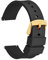 WOCCI 14mm Libération Rapide Bracelet de Montre Silicone avec Boucle Dorée (Noir)