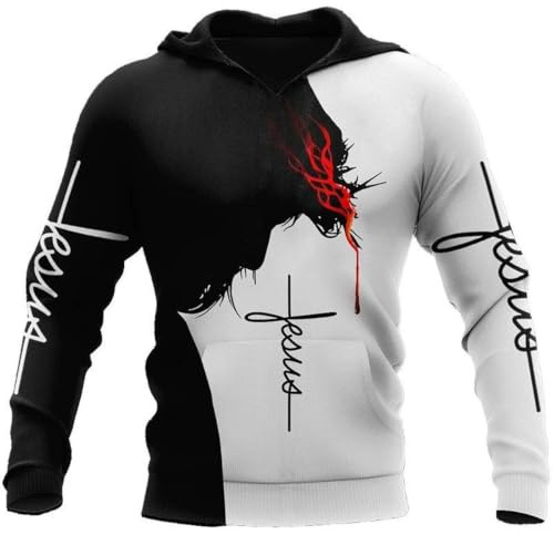 Colonghsou 3D Christian Jesus Hoodies für Herren Damen Unisex Betende Hände Sweatshirt Pullover King Printed Sweater