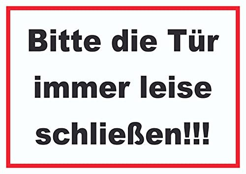 HB-Druck Schild Bitte die Tür Immer leise schwarz-Weiss-rot A4 (210x297mm)