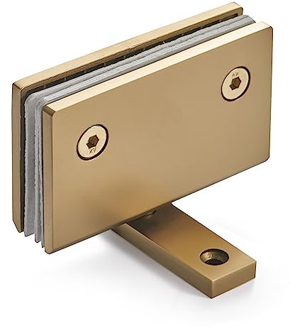 Ranbo Shower Door Hinge(360°), Frameless Glass to Glass Hinge, Suitable for 8–12mm Thick Tempered Glass, Stainless Steel, Glazed Gold (1 PC)