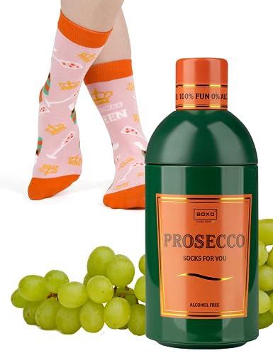soxo Getränke Socken Damen Geschenke Für Frauen Lustige Geschenk Bunte Damensocken 35-40 Prosecco 1 Paar