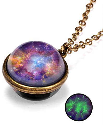 ROMIDA Personalisierte Halskette für Männer/Frauen, Paar-/Freundschaftskette Kosmische leuchtende Vintage Anhänger Halskette Geschenke für Frauen S925 Sterling Silber Halskette Muttertagsgeschenk