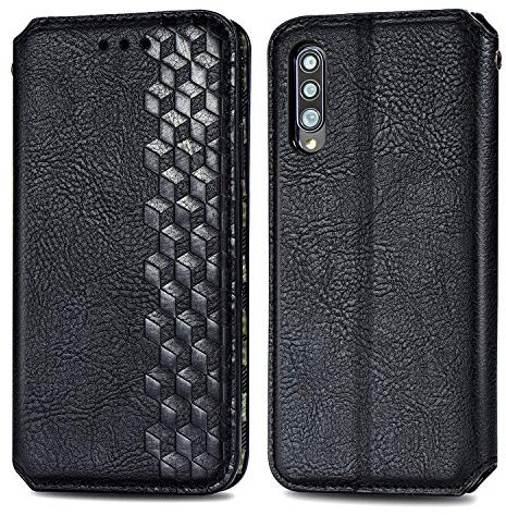 Roar Handyhülle für Samsung Galaxy A50 Hülle Samsung A50 | Premium Book Case Flip Tasche mit Magnet Kartenfach Standfunktion | Schwarz