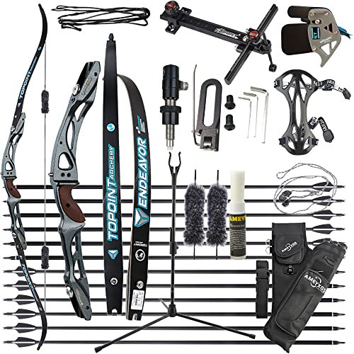 wolfman Recurvebogen Set Erwachsene 18-44 Lbs ILF Bogengriff Bogenschießen Bogen Pfeil Set Jagdbogen Recurve Bogen Rechtshändig für Outdoor Training Schießen Jagd (Carbonset, 66/28Lbs)