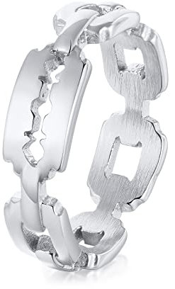 Ayoiow Herrenring Retro, Ring für Männer Edelstahl 6mm Klinge Verlobungsringe Silber Ring Größe 57 (18.1)