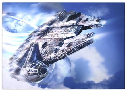Displate Offiziell Star Wars MetallPoster Magnetische Befestigung Inklusive Lizenziert Bilder Hochwertiges Poster Star Wars - Battle Zone - New Millenium Falcon Poster 45 cm x 32 cm