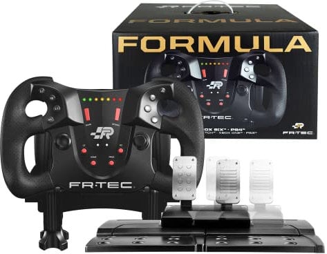 FRTEC - Volante de Carreras con pedales FORMULA WHEEL Compatible con Playstation 4, Series X, Xbox One, Playstation 3, Switch y PC