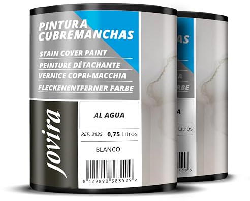 JOVIRA PINTURAS Peinture Anti-Tâches de graisse, nicotine, fumées, stylo, café, à l'eau. Spéciale pour couvrir définitivement les taches difficiles. (2x2750 Millilitres, Blanc)