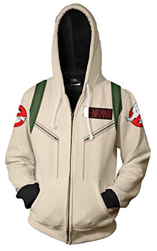 Seaehey Ghost Cosplay Busters Hoodie Pullover Mantel Professor für Geisterjagd Costume Ghost Cosplay Jacke Hooded Coat Zip Jacket Sweatshirt Halloween Carnival