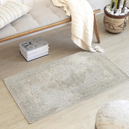 Livabliss Boka Dukan Vintage Runner, Boho – 66x115 cm, Beige & Light Grey