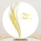 Renaiss 2.2m Happy Birthday Runde Kulisse Weiß Gold Glitter Fotografie Hintergrund Kinder Erwachsene Geburtstag Party Dekoration Kuchen Tisch Banner Polyester Fotostudio Requisiten