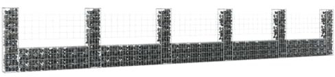 CIADAZ Panier de Gabion en Forme de U avec 6 poteaux Fer 620x20x100 cmPaniers À Gabions,Paniers À Gabions Arqués,Gabion,