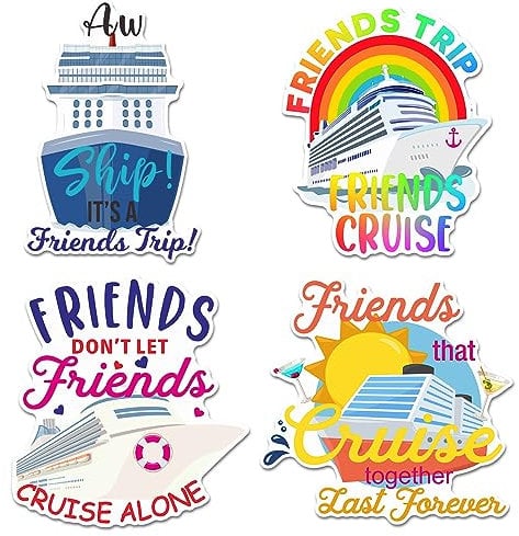 Hoteam 4 Pcs Friends Cruise Door Decorations Magnetic Large Friends Cruise Ship Door Magnets Funny Waterproof Ship Anchor Life Preserver Ring Magnets for Carnival Cabin Stateroom Fridge Car