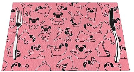 NIBABAEU Gewebte Tischsets 1–6 Sets, Yoga-Hund, geeignet für Küche, Esstisch, Wärmeisolierung, 45 x 30 cm, 1 Stück