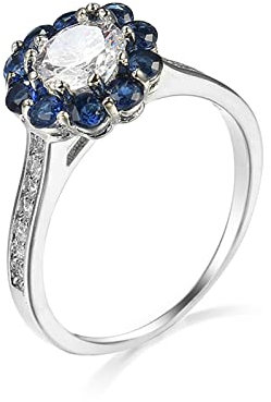 Bishilin Ring Silber Vergoldet Damen, Ring Personalisiert Blume mit Zirkonia Trauringe Eheringe für Frauen Größe 54 (17.2)
