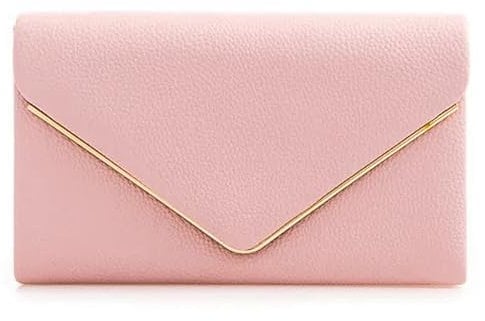 UShopUK Plain Faux Leather Bridal Prom Wedding Evening Clutch Party Purse Shoulder Hand Bag (Blush Pink)