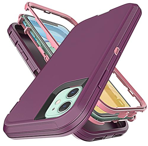 YmhxcY for iPhone 13 mini/12 mini Case [No Screen Protector] Shockproof Dropproof Dust-Proof 3-Layer Durable Phone Case Heavy Duty Protection Phone Case Cover for iPhone 13 mini-Purple/Light Pink