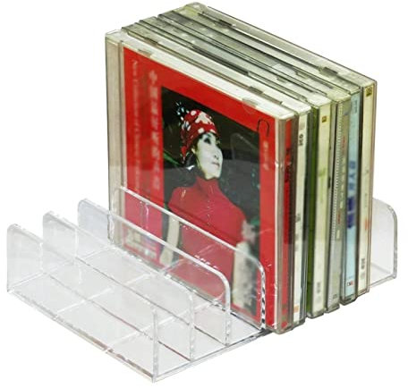 CD Halter DVD-Aufbewahrungsbox-Tablett, transparentes Acryl-CD-DVD-Halter-Aufbewahrungsregal, stapelbares CD-Präsentationsregal, CD-Organizer-Ständer – for bis zu 14 Standard-CD-Hüllen DVD Halter