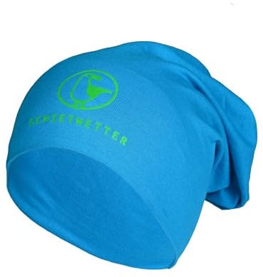 SCHIETWETTER Leichte Beanie Mütze Möwe, Übergangsmütze, dünne Kopfbedeckung, Logo-Print, stretch, warm, einfarbig azuro/neon green OS