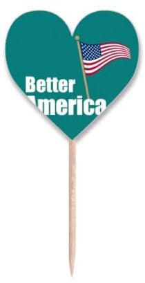 Make Future America USA Better Zahnstocher Flaggen Herz Etikett Cupcake Picks