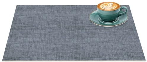 ANRO Platzset Leinenoptik Anthrazit 35x50 cm – 1 Stück, abwaschbar | Kratzer, Hitze und Nässe bleiben der Möbelplatte erspart. Schnell aufgelegt und ebenso schnell verstaut.
