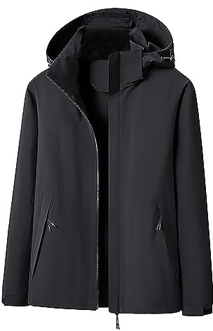 Generico Giacca Impermeabile Donna con Cappuccio Sottogiacca Elegante Giacca Softshell Donna Piumino Leggero Cappotto Antipioggia Tinta Unita Invernale Giacche Sportive Trekking con Cappuccio