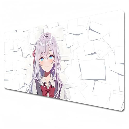 Odrys Alya Sometimes Hides Her Feelings in Russian Mauspad, weißes Anime-Mauspad, XXL-Mauspad, 900 x 400, Büro-Schreibtischunterlage, groß, wasserdicht, rutschfest, XXL