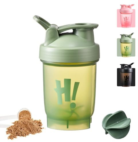 SUJIBHI Protein Shaker Bottle 350ml with Mixball Plastic Workout Water Bottle Leakproof Flip On Lid Drinks Bottles for Gym Sports Protein Supplement Fitness (Green)