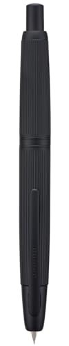Jinhao 10 Press Füllfederhalter mit Box, Mattschwarzes Chrom einziehbare extra feine Feder mit Tintenkonverter-Set (Schwarzer Clip)