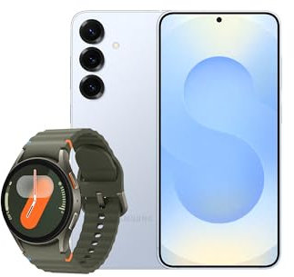 Samsung Galaxy S25+ AI Smartphone, 12GB Memory, 256GB Storage, Icy Blue and Galaxy Watch7 Green, 40mm, Bluetooth (UK Version)