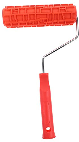 OSALADI 7-inch Embossed Drywall Texture Roller Handle, Decorative Patterned Painting Tool for DIY Wall Art and Home Improvement, Rubber Graining Roller for Textured Surface Painting