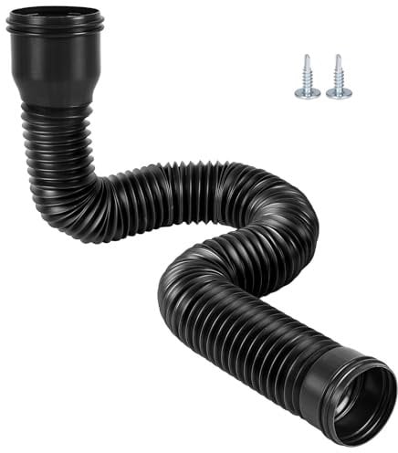 1 Pezzo Prolunga Flessibile per Grondaia, Prolunghe Rotonde per Tubo di Scarico da 80/100 mm, set di Connettore per Grondaia Estensione da 47 a 150 cm, Nero
