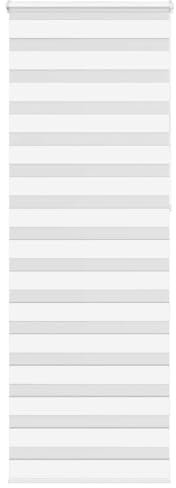 Brokky 4014804 Zebra Blind White 85x230 cm Fabric Width 80.9 cm Polyester Day Night Blind Zebra Roller Blinds Blackout Window Curtain For Bedroom Door Windows Aluminium Cassette Translucent Vision Cur