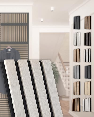 Akustikpaneele – 2400 × 561 mm, (1 Paneel, Eiche weiß Verona) | schallabsorbierend & dekorativ | Wandverkleidung in Holzoptik | für Wohnzimmer, Büro, Flur | Leichte Montage, modernes Design