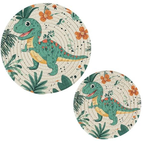 Funny Dino Trivet Set Cotton Pot Trivet Heat Resistant Kitchen Aid Pot Holders for Hot Pans Home Decor 2 pcs