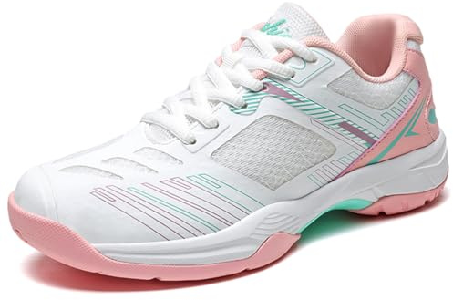 Hiuzylqx Womens Indoor Court Shoes Badminton Tennis Shoes Anti-Slip Lightweight Breathable for Table Tennis Pickleball,B,6 UK