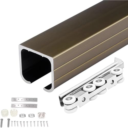 60 80 100 120 140 160 180 200 cm Ferramenta per porte scorrevoli bypass, binari per porte scorrevoli da soffitto per uso intensivo(Champagne,119cm/47in)