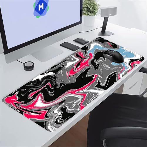 Tapis de Souris XXL Gaming Rouge Noir Tapis de Souris Gamer 900x300x3 mm Grand Tapis de Bureau avec Base en Caoutchouc Antidérapante pour Bureau, Études, Gaming